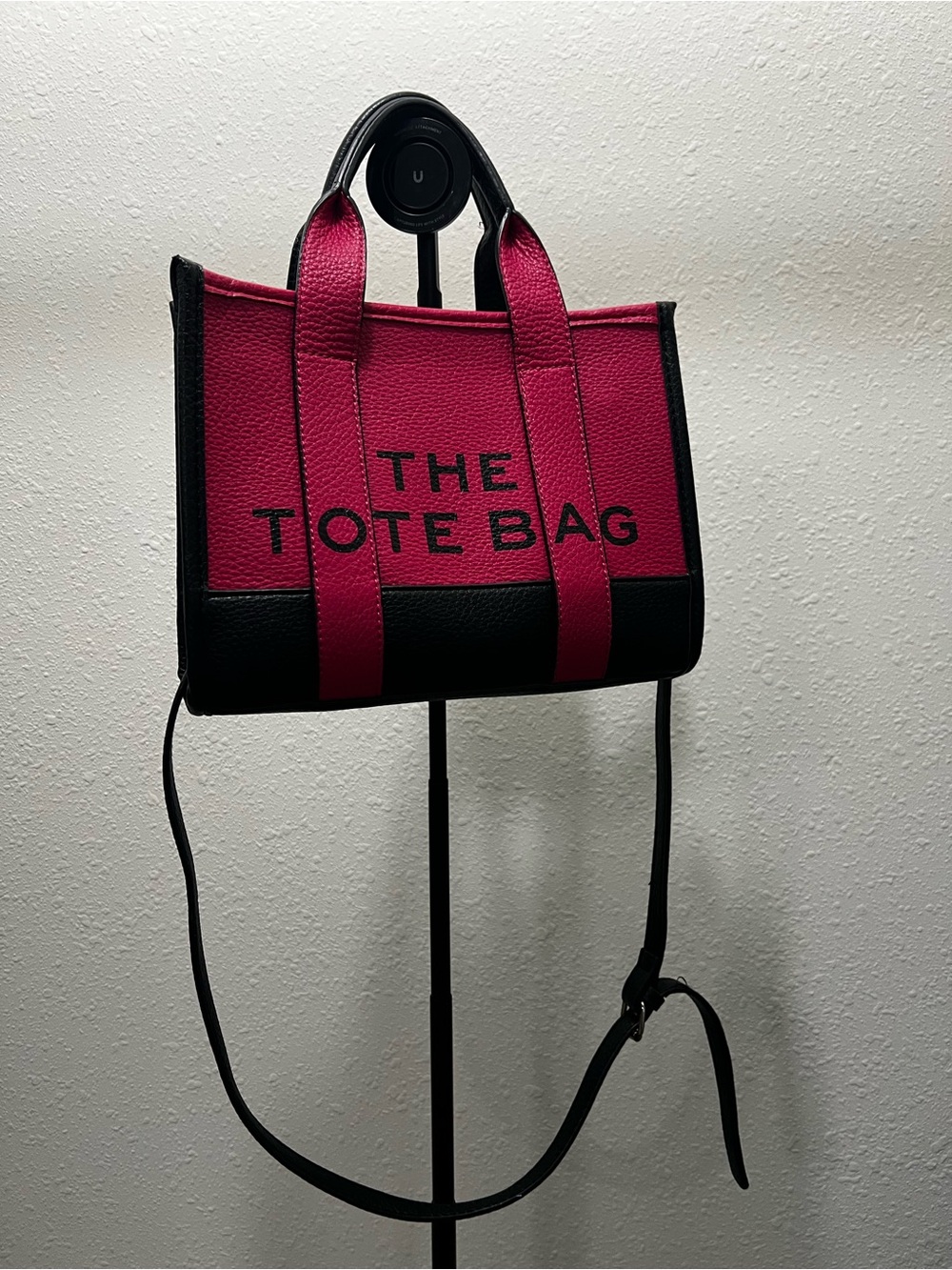 Small Pink & Black Crossbody Tote